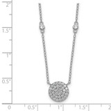 Sterling Silver Rhodium-plated Polished Pave CZ Circle 18 Inch Necklace