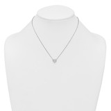 Sterling Silver Rhodium-plated Polished Pave CZ Heart 16 Inch with 2 Inch Extension Necklace