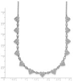 Sterling Silver Rhodium-plated Polished Pave CZ Hearts 16 Inch with 2 Inch Extension Necklace
