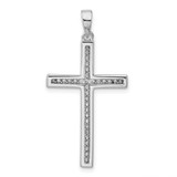 Sterling Silver Rhodium-plated Polished Pave CZ Latin Cross Pendant - QC-FDC2C618-7833