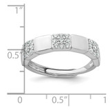 Sterling Silver Rhodium-plated Polished Pave CZ Squares Size 6 Adjustable Ring