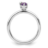 Sterling Silver Rhodium-plated Polished Pear Amethyst & White Topaz Ring - QR-8CC3FEBE-5748