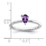 Sterling Silver Rhodium-plated Polished Pear Amethyst & White Topaz Ring - QR-8CC3FEBE-5748