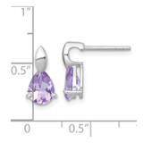 Sterling Silver Rhodium-plated Polished Pear Amethyst Teardrop Post Earrings