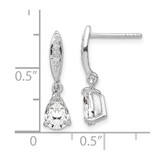 Sterling Silver Rhodium-plated Polished Pear CZ Post Dangle Earrings