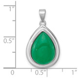 Sterling Silver Rhodium-plated Polished Pear-Shaped Dyed Jade Quartz Cabochon Pendant