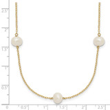 14k 7-8mm White Near-Round Freshwater Cultured Pearl 7-Station 16 inch Necklace