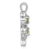 Sterling Silver Rhodium-plated Polished Peridot and White Topaz 4-Leaf Clover Pendant