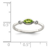 Sterling Silver Rhodium-plated Polished Peridot and White Topaz Ring - QR-47A8094B-5631