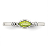 Sterling Silver Rhodium-plated Polished Peridot and White Topaz Ring - QR-47A8094B-5631