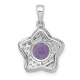 Sterling Silver Rhodium-plated Polished Peridot and White Topaz Star Pendant