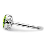 Sterling Silver Rhodium-plated Polished Peridot Oval Ring - QR-01AC02FF-1658