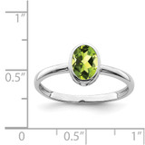 Sterling Silver Rhodium-plated Polished Peridot Oval Ring - QR-6045464D-5849