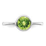 Sterling Silver Rhodium-plated Polished Peridot Round Ring - QR-C5E968BF-4359