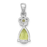 Sterling Silver Rhodium-plated Polished Peridot Teardrop and Flower Pendant