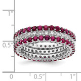 Sterling Silver Rhodium-plated Polished Pink & White CZ 3 Ring Set - QR-4939C616-9231