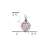 Sterling Silver Rhodium-plated Polished Pink and White CZ Heart Pendant