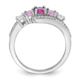 Sterling Silver Rhodium-plated Polished Pink CZ  5-Stone Size 7 Ring