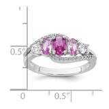 Sterling Silver Rhodium-plated Polished Pink CZ  5-Stone Size 8 Ring