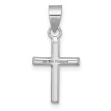 Sterling Silver Rhodium-plated Polished Pink/Blue/Green/Purple Crystal Childrens Cross Pendant