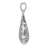 Sterling Silver Rhodium-Plated Polished Puffed Filigree Teardrop Pendant - QP-7885A515-1309