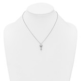 Sterling Silver Rhodium-plated Polished Puffed Heart and Ball Dangle 16 inch with 1 inch Extender Necklace