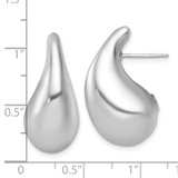 Sterling Silver Rhodium-plated Polished Puffed Teardrop Post Earrings