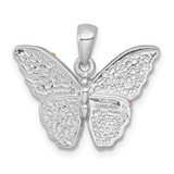 Sterling Silver Rhodium-plated Polished Purple/Green/Black Crystal Butterfly Pendant