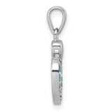 Sterling Silver Rhodium-plated Polished Rainbow CZ Double Heart Pendant