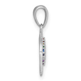 Sterling Silver Rhodium-plated Polished Rainbow Nano Crystals Tulip Pendant
