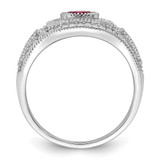 Sterling Silver Rhodium-plated Polished Red & White CZ Ring - QR-1163AC9C-4824