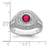 Sterling Silver Rhodium-plated Polished Red & White CZ Ring - QR-1163AC9C-4824