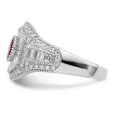Sterling Silver Rhodium-plated Polished Red & White CZ Ring - QR-3B4B252F-3521