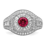 Sterling Silver Rhodium-plated Polished Red & White CZ Ring - QR-3B4B252F-3521