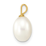14K 7-8mm White Rice Freshwater Cultured Pearl Pendant - XF-4B3A0A1B-2769