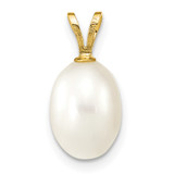 14K 7-8mm White Rice Freshwater Cultured Pearl Pendant - XF-4B3A0A1B-2769