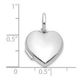 Sterling Silver Rhodium-plated Polished Reversible 15mm Heart Locket