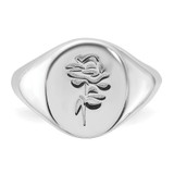 Sterling Silver Rhodium-plated Polished Rose Signet Ring - QR-7EFB51DB-2348