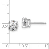 Sterling Silver Rhodium-plated Polished Round 7mm CZ Stud Earrings