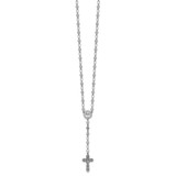 Sterling Silver Rhodium-plated Polished Round CZ 25.25 inch Rosary Necklace