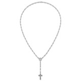 Sterling Silver Rhodium-plated Polished Round CZ 25.25 inch Rosary Necklace