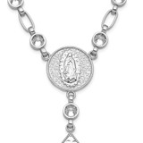 Sterling Silver Rhodium-plated Polished Round CZ 25.25 inch Rosary Necklace