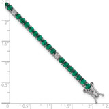 Sterling Silver Rhodium-plated Polished Round Green and White CZ 7 Inch Bracelet