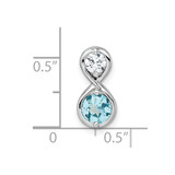 Sterling Silver Rhodium-plated Polished Round Lab Created Paraiba and CZ Infinity Chain Slide Pendant