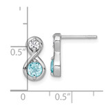 Sterling Silver Rhodium-plated Polished Round Lab Created Paraiba and CZ Infinity Post Earrings