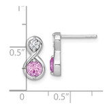 Sterling Silver Rhodium-plated Polished Round Lab Created Ruby and CZ Infinity Post Earrings