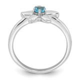 Sterling Silver Rhodium-plated Polished Round Light Swiss Blue Topaz Starfish Ring - QR-3DD3B5EE-4862
