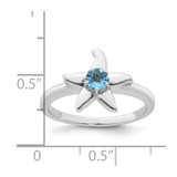 Sterling Silver Rhodium-plated Polished Round Light Swiss Blue Topaz Starfish Ring - QR-3DD3B5EE-4862