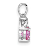 Sterling Silver Rhodium-plated Polished Round Pink CZ -X- Pendant