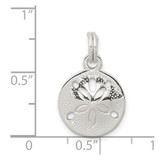 Sterling Silver Rhodium-plated Polished Sand Dollar Charm